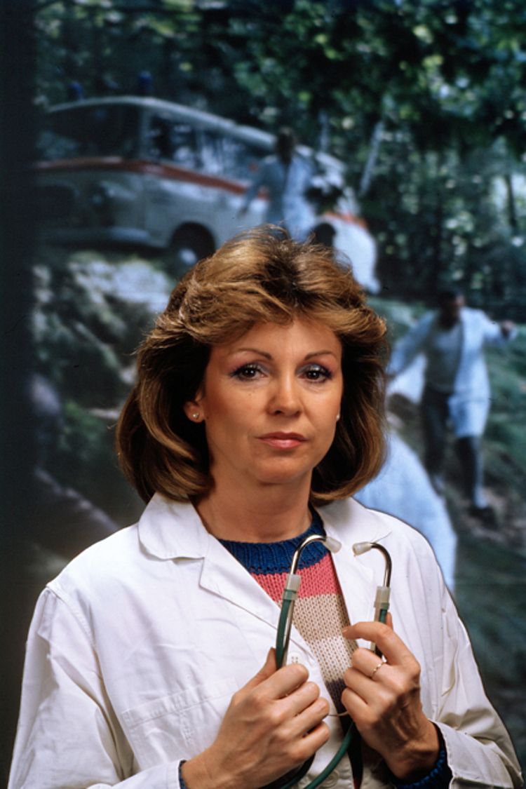 "Bereitschaft Dr. Federau", Folge "Rückfall", 1988: Hauptdarstellerin Uta Schorn als Bereitschaftsärztin Uta Federau